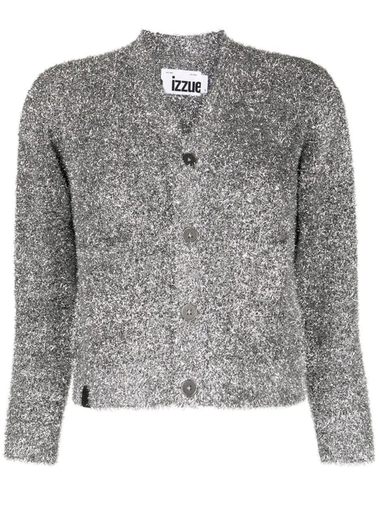 Lurex-Detail V-Neck Cardigan