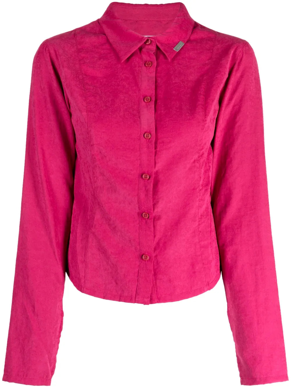 Logo-Plaque Pointed-Collar Long-Sleeve Shirt