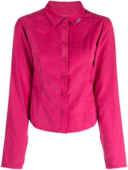 Logo-Plaque Pointed-Collar Long-Sleeve Shirt
