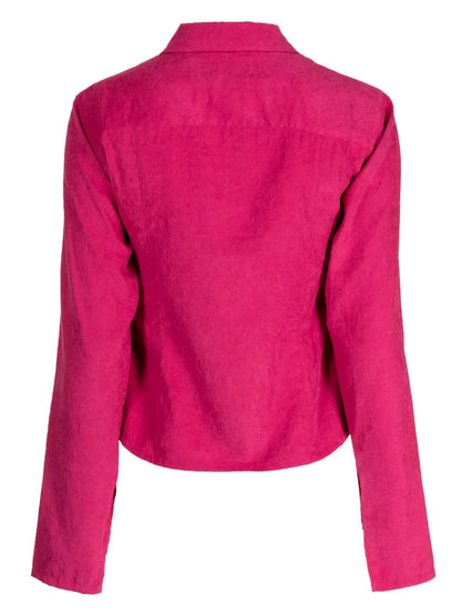 Logo-Plaque Pointed-Collar Long-Sleeve Shirt