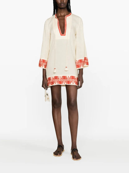 Ocean Clain Linen Tunic Dress