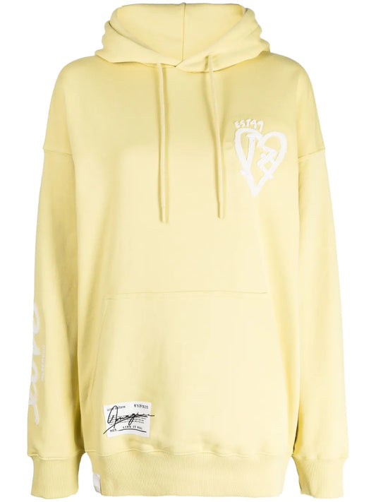 Motif-Embroidered Cotton Blend Hoodie