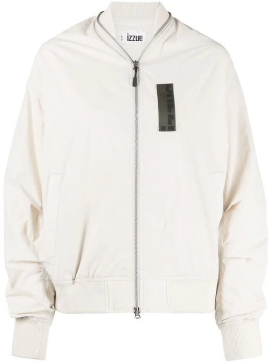 Logo-Patch Zip-Detail Bomber Jacket