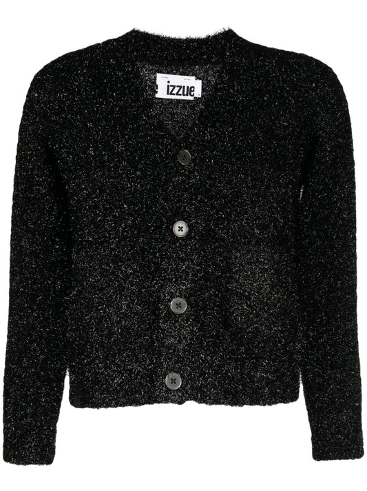 Lurex-Detail V-Neck Cardigan