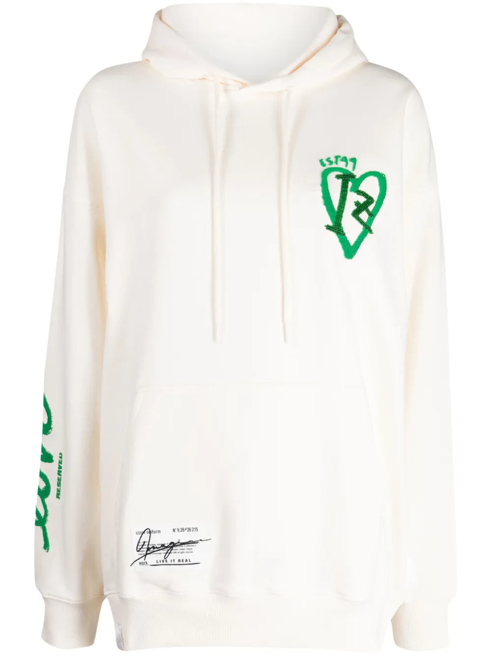 Motif-Embroidered Cotton Blend Hoodie
