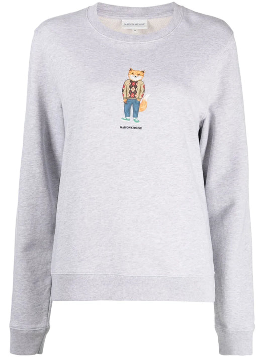 Fox-Print Cotton Sweatshirt