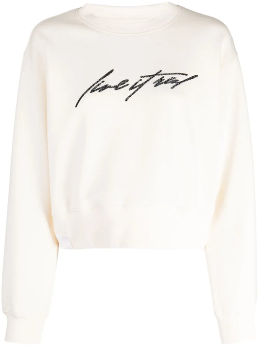 Rhinestone-Embellished Crew-Neck Sweatshirt