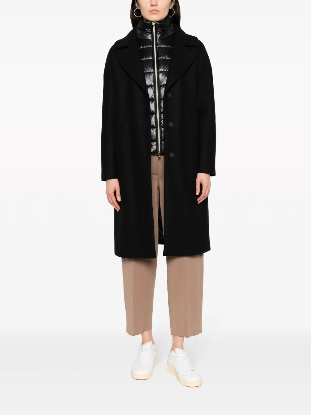 Padded-Bib Single-Breasted Coat