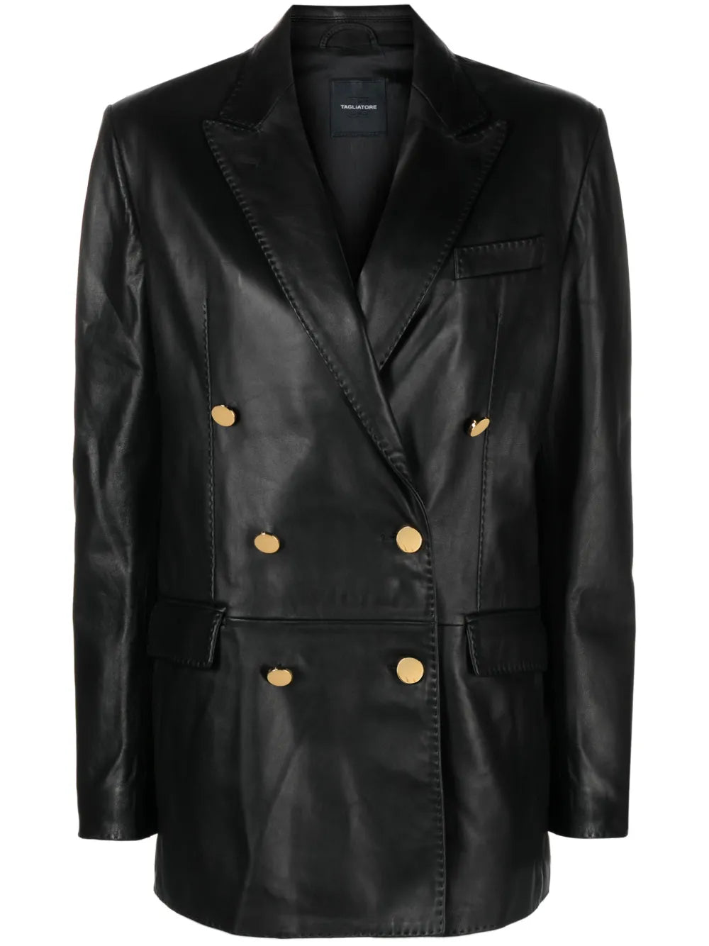 Josie Double-Breasted Leather Blazer