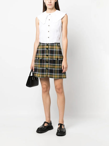 Plaid-Check A-Line Miniskirt