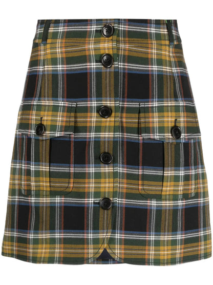 Plaid-Check A-Line Miniskirt