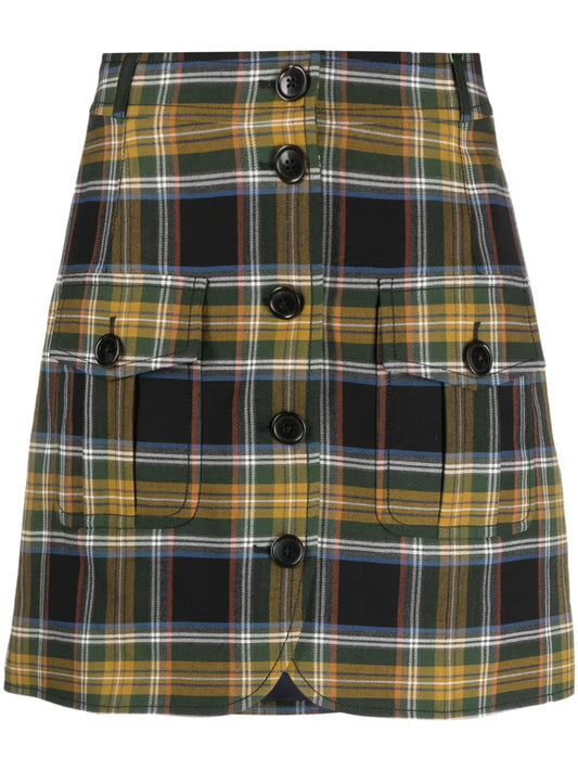 Plaid-Check A-Line Miniskirt