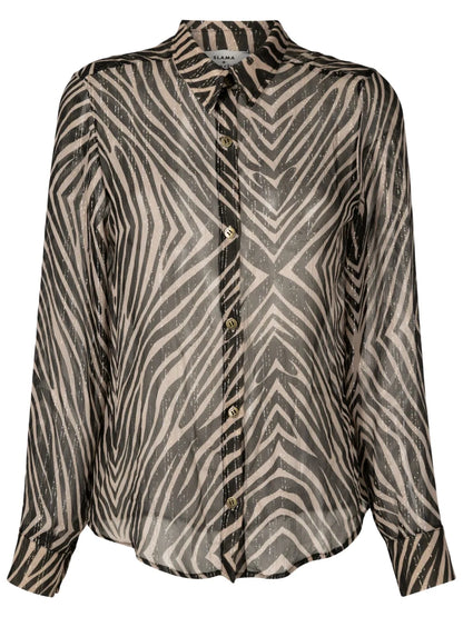 Zebra-Print Silk Shirt