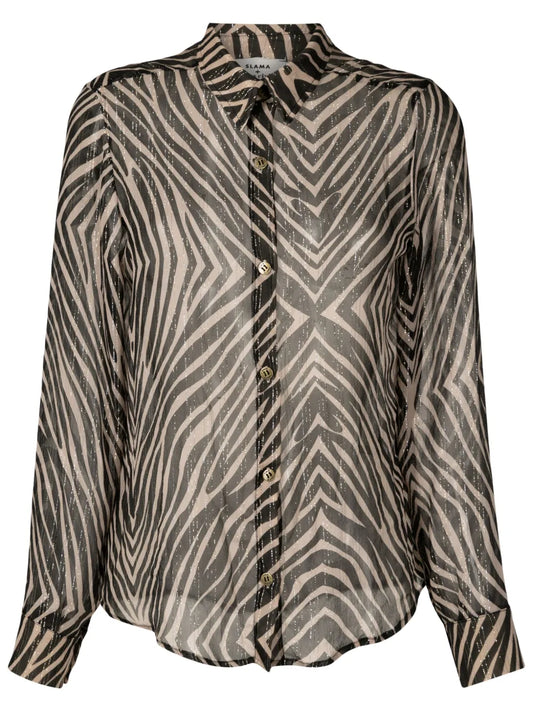 Zebra-Print Silk Shirt