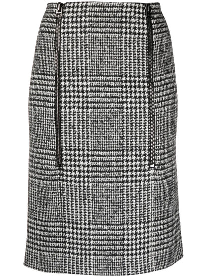 Prince Of Wales Pattern Zip-Up Skirt