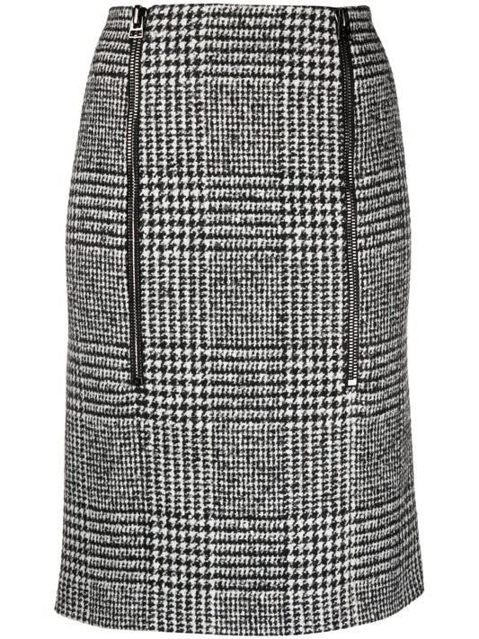 Prince Of Wales Pattern Zip-Up Skirt