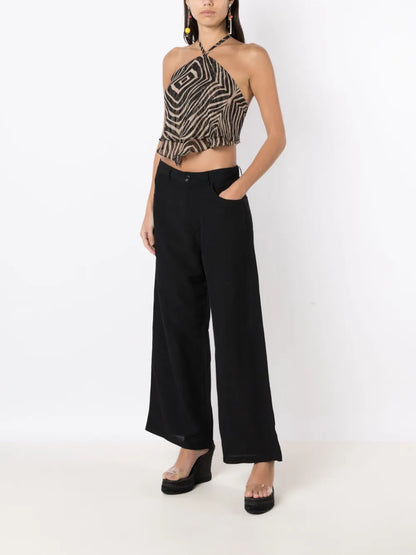 Zebra-Print Silk Top
