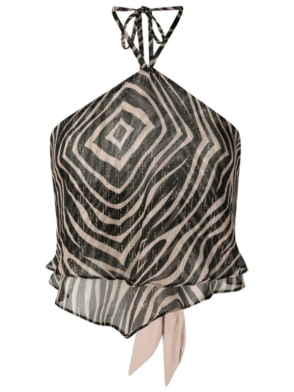Zebra-Print Silk Top