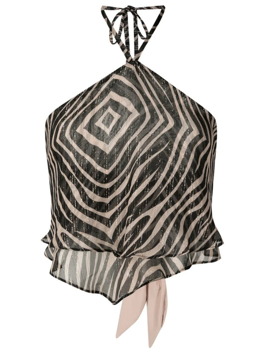 Zebra-Print Silk Top
