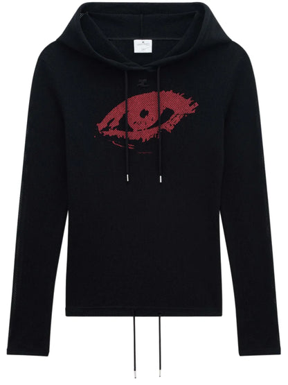 Graphic-Print Mesh Hoodie