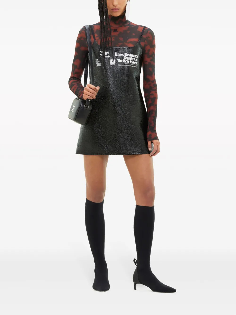 Text-Print Textured Minidress