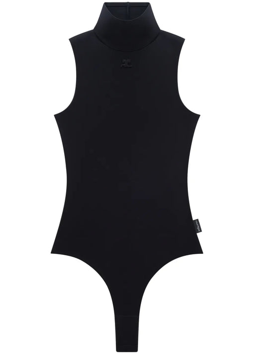 Techno Jersey High-Neck Bodysuit