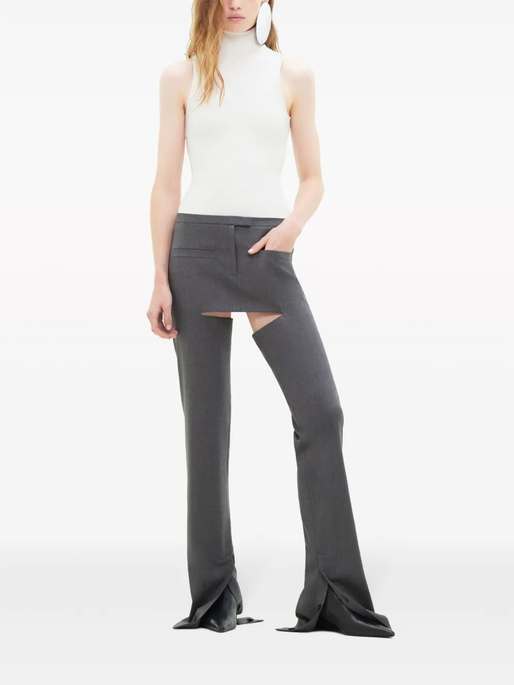 Cut-Out Tailored Wool Trousers