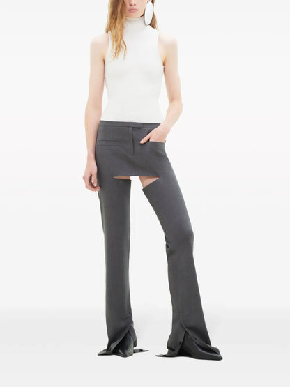 Cut-Out Tailored Wool Trousers