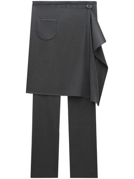 Tailored Wool-Blend Overskirt Trousers