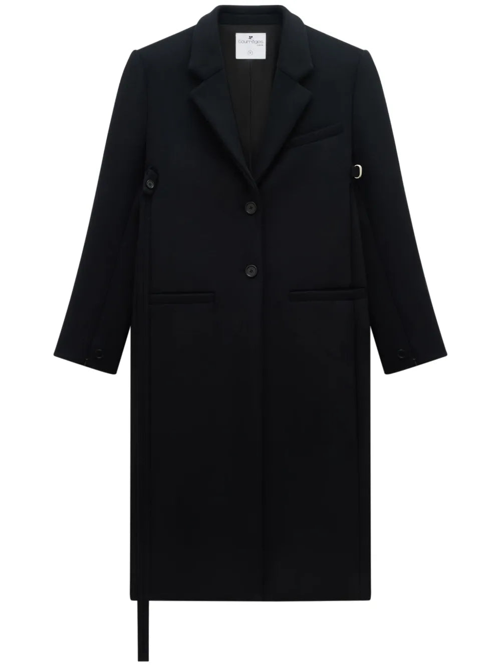 Strap-Detail Single-Breasted Coat