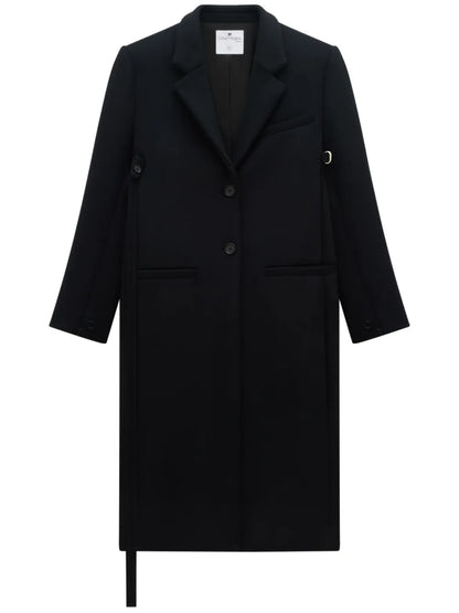 Strap-Detail Single-Breasted Coat