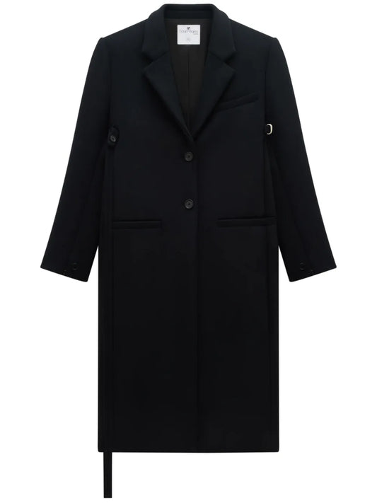 Strap-Detail Single-Breasted Coat