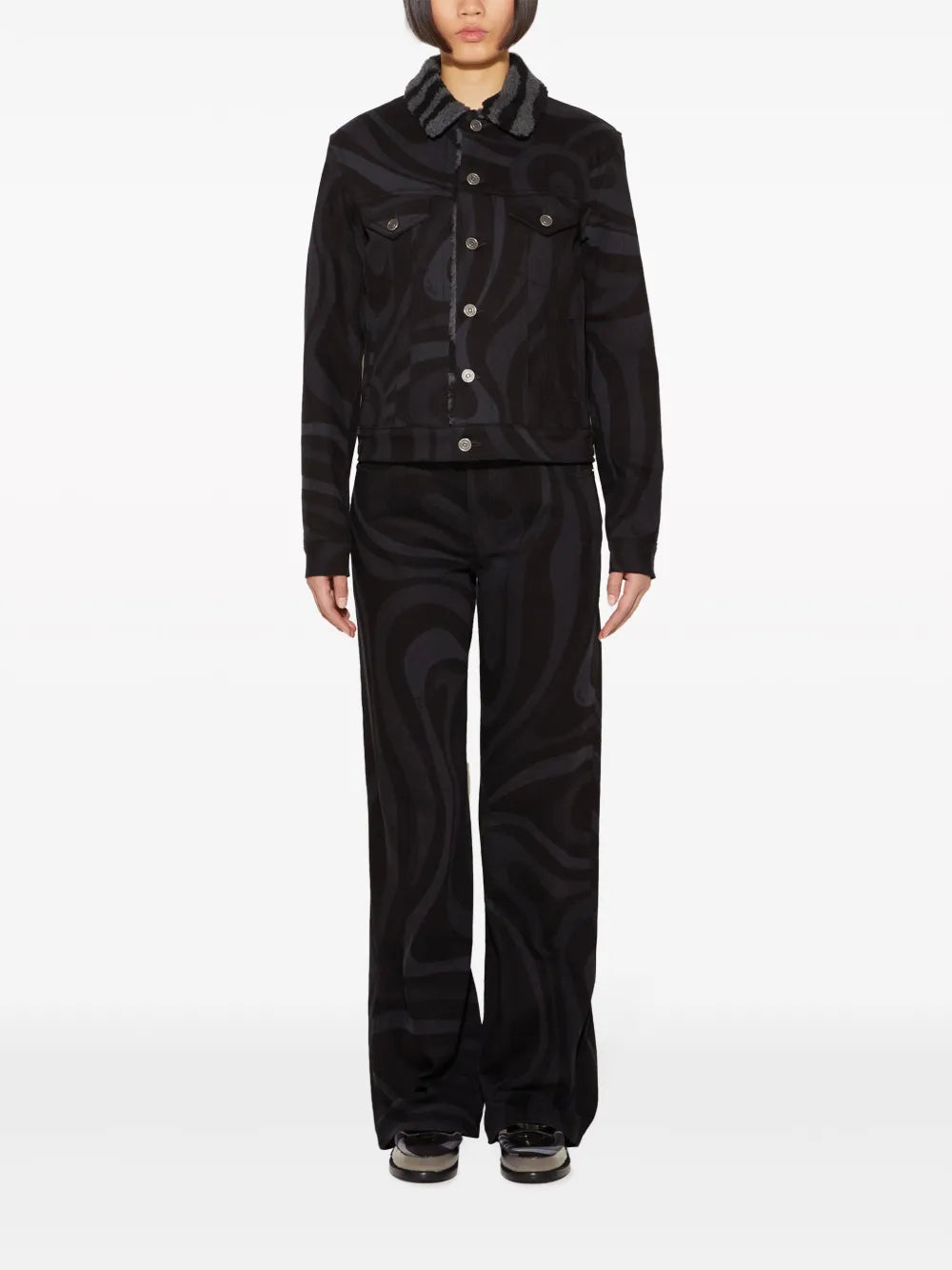 Marmo-Print Denim Jacket