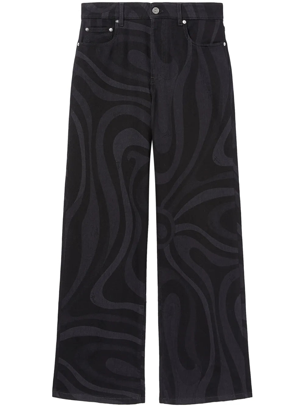 Marmo-Print Denim Wide-Leg Jeans
