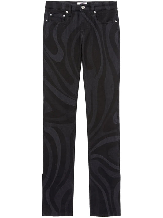 Marmo-Print Staight-Leg Trousers