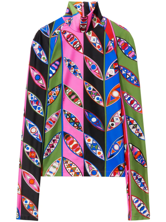 Girandole-Print High-Neck Top