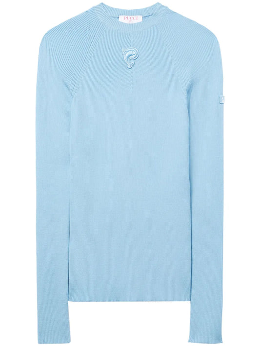 Logo-Embroidered Ribbed Knit Jumper