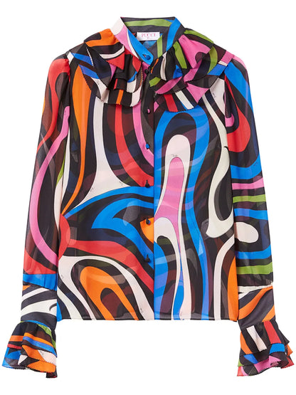 Marmo-Print Silk Shirt