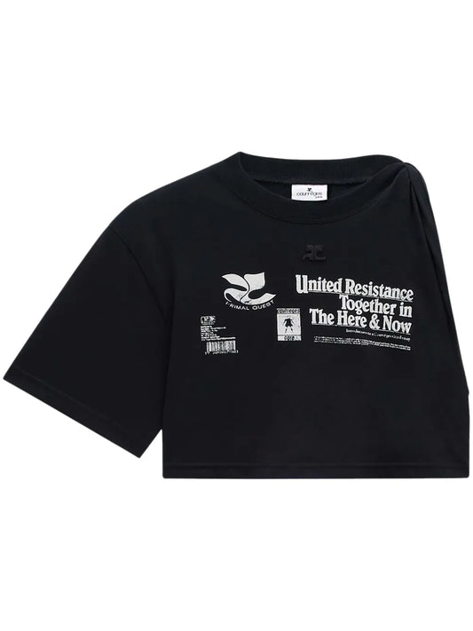 Asymmetric Twist Cropped T-Shirt