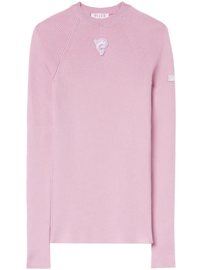Logo-Appliqué Ribbed-Knit Jumper