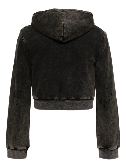 Nz Logo-Print Cropped Hoodie