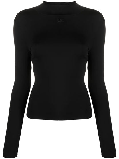 Mock-Neck Stretch-Jersey Top