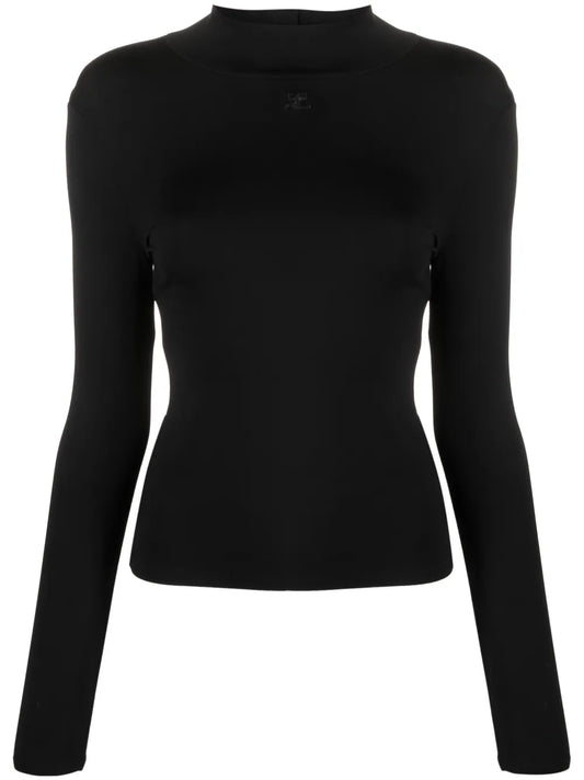 Mock-Neck Stretch-Jersey Top