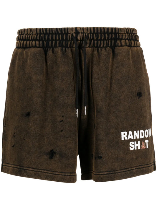 Random Distressed-Effect Cotton Shorts