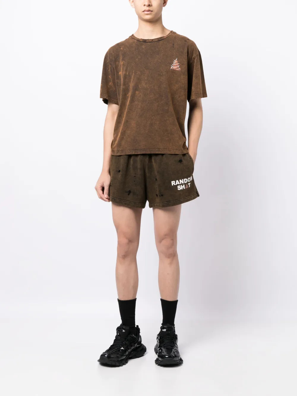 Random Distressed-Effect Cotton Shorts