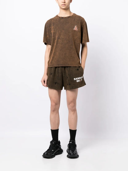 Random Distressed-Effect Cotton Shorts