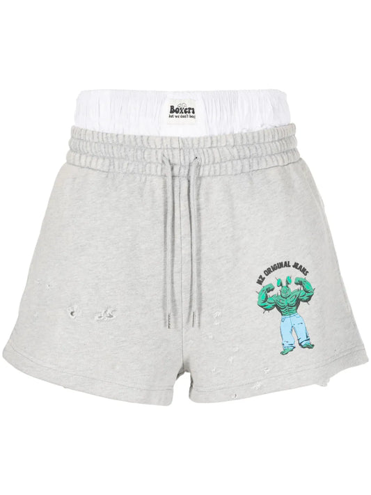 Drawstring Cotton Track Shorts
