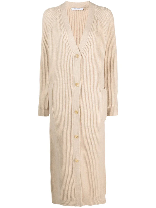 Ribbed-Knit Wool-Cashmere Cardi-Coat