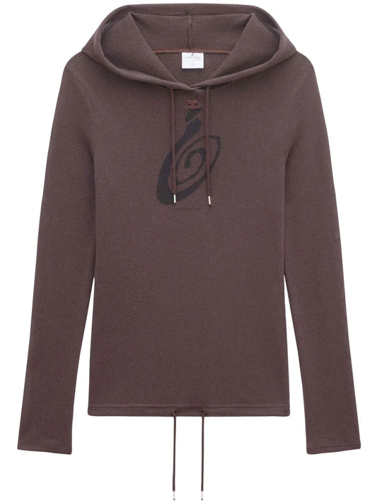 Logo-Print Mesh Hoodie
