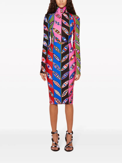 Abstract-Print Pencil Skirt